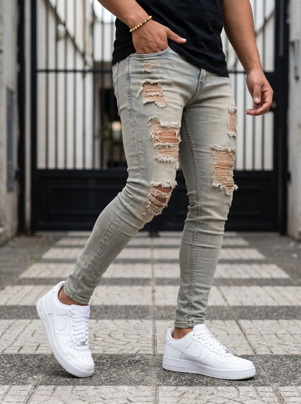 JEAN SKINNY GLACIER DESTROYED